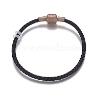 Braided Stainless Steel Wire European Style Bracelets Making, with Silicone Beads and Brass Clasps, Long-Lasting Plated, Black, 7-1/4 inch(18.3cm), 2.3mm(AJEW-D047-02A-01CG)