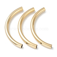 Brass Tube Beads, Long-Lasting Plated, Curved Beads, Tube, Real 24K Gold Plated, 67x6mm, Hole: 5mm(KK-Y003-88D-G)