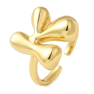 Initials Brass Open Cuff Ring for Women, Letter K, 16.5x16mm, Adjustable(RJEW-N046-02K-G)