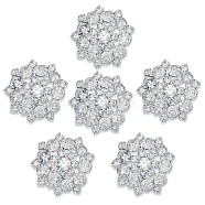 6Pcs 1-Hole Alloy Rhinestone Shank Buttons, Flower, Crystal, 22.5~23x5mm, Hole: 1.2mm(BUTT-CA0001-16A)