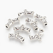 Alloy Tube Bails, Loop Bails, Tube, Antique Silver, 14x23x5.5mm, Hole: 1.6mm(PALLOY-G249-03AS)