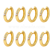 4 Pairs Clear Cubic Zirconia Hoop Earring, Brass Jewelry for Women, Golden, 13x13.5x2mm, Pin: 0.8mm(EJEW-NB0001-11G)