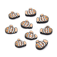 Handmade Polymer Clay Cabochons, Fish, Goldenrod, 9~11x8~9.5x1.5~2mm, about 5800pcs/1000g(CLAY-N006-107)