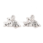 Tibetan Style Alloy Message Charms, Phrase I Love My Dog, Cadmium Free & Lead Free, Antique Silver, 14x18x2mm, Hole: 2mm(X-TIBEP-Q043-095-RS)