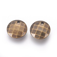 CCB Plastic Charms, Faceted Flat Round, Antique Bronze, 14x5mm, Hole: 2mm(CCB-J028-52AB)