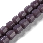 Opaque Glass Beads Strands, Faceted Barrel, Purple, 6.5~7x6mm, Hole: 1mm, about 78pcs/strand, 20.28~21.65 inch(51.5~55cm)(GLAA-G112-03J)