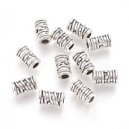 Tibetan Style Alloy Beads, Grooved Beads, Column, Cadmium Free & Nickel Free & Lead Free, Antique Silver, 9x5.5mm, Hole: 3mm(LF0420Y-NF)