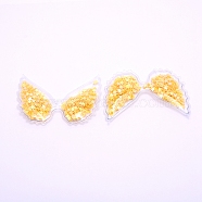 PVC with Resin Accessories, DIY for Bobby pin Accessories, Glitter Powder, Angel Wings, Yellow, 46x70x4mm(RESI-CJC0007-36E)