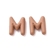 Rack Plating Spray Painted Alloy Pendants, Rubberized Style, Brown, Letter M, 18x14x6mm, Hole: 1.5mm(FIND-C062-08M)