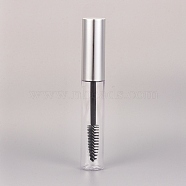 10ml DIY Empty PET Plastic Mascara Tube and Wand, DIY Mascara Container with ABS Plastic Cap and Rubber Plugs, Silver, 10.62x1.65cm, Capacity: about 10ml(0.33 fl. oz)(MRMJ-WH0059-71B-02)