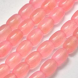 Natural White Jade Beads Strands, Barrel, Dyed, Pink, 13x9mm, Hole: 1mm, about 28pcs/strand, 14.96(G-K208-33A-01)