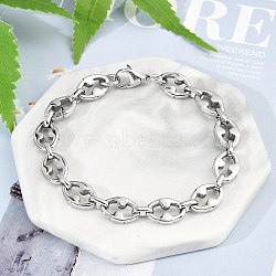 304 Stainless Steel Oval Link Chain Bracelets for Women Men, Stainless Steel Color, 8-1/4 inch(21cm)(BJEW-F488-48B-P)