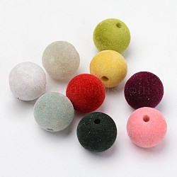 Flocky Style Resin Beads, Mixed Color, about 18mm in diameter, hole: 1.5mm(X-RB045)
