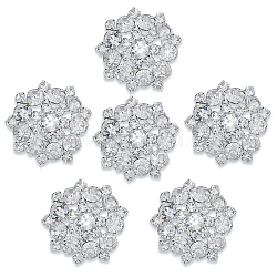 6Pcs 1-Hole Alloy Rhinestone Shank Buttons, Flower, Crystal, 22.5~23x5mm, Hole: 1.2mm(BUTT-CA0001-16A)
