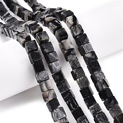 Natural Black Netstone Beads Strands, Cube, 6~7x6~6.5x6~6.5mm, Hole: 1mm, about 60~61pcs/strand, 15~15.366''(38.1~39cm)(G-T139-6x6-24A)