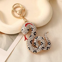 Zinc Alloy Keychain, with Rhinestone, Snake, Crystal, Pendant: 70x50mm(PW-WG468DA-01)