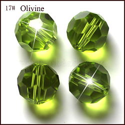 Imitation Austrian Crystal Beads, Grade AAA, K9 Glass, Faceted(32 Facets), Round, Yellow Green, 10mm, Hole: 0.9~1mm(SWAR-F021-10mm-252)