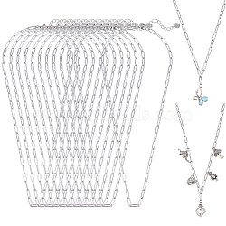 12Pcs 4MM 304 Stainless Steel Paperclip Chain Necklaces, Non-Tarnish, Stainless Steel Color, 19.69 inch~20.08 inch(50~51cm)(NJEW-NB0001-38B)