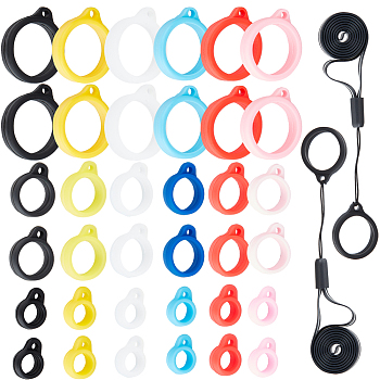 Rubber Lanyard Straps, with Silicone Pendant, Mixed Color, 13~24.5x12~29x6~7mm
