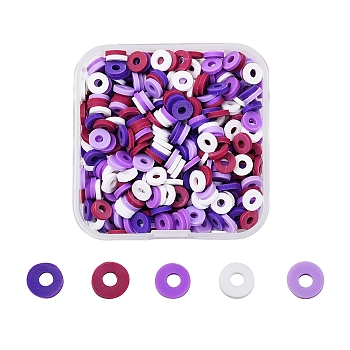 Handmade Polymer Clay Beads Strands, for DIY Jewelry Crafts Supplies, Heishi Beads, Disc/Flat Round, Mixed Color, 6x0.5~1mm, Hole: 1.8mm, 580~640pcs/box