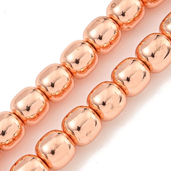 Electroplated Synthetic Non-magnetic Hematite Beads Strands, Column, Rose Gold Plated, 8.5mm, Hole: 1.3mm, about 50pcs/strand, 16.14 inch(41cm)