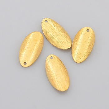 Brass Blank Tag Flat Oval Slice Pendants, Golden, 18x9x2mm, Hole: 1mm