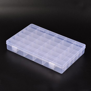 (Defective Closeout Sale), Rectangle Plastic Clear Beads Storage Containers, 36 Compartments, Clear, 27.5x18x4.5cm