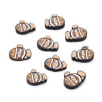 Handmade Polymer Clay Cabochons, Fish, Goldenrod, 9~11x8~9.5x1.5~2mm, about 5800pcs/1000g