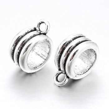 Rondelle Bail Beads Alloy Tube Bails, Loop Bails, Antique Silver, 13x10x6mm, Hole: 1mm, Inner Diameter: 7mm