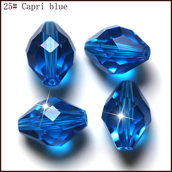 Imitation Austrian Crystal Beads, Grade AAA, Faceted, Bicone, Dodger Blue, 8x11mm, Hole: 0.9~1mm