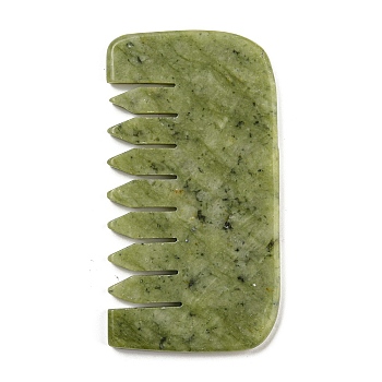 Natural Xiuyan Jade Massage Combs, Massaging Tools for Hair Care Body Relief, Green, 46.5x87.5x5mm