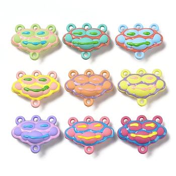 Opaque Acrylic Chandelier Component Links, Rubberized Style, with Enamel, Cloud with Smiling Face, Mixed Color, 28x34~34.5x13mm, Hole: 3mm