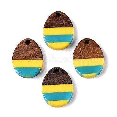 Yellow Teardrop Resin+Wood Pendants