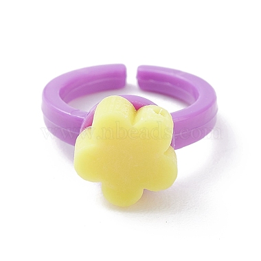Кольцо-манжета из полимерной глины ручной работы с цветком для девочки-подростка(RJEW-JR00403)-5
