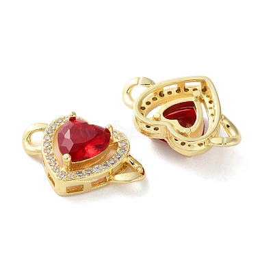 Rack Plating Brass Cubic Zirconia Heart Connector Charm(KK-C084-06G)-2