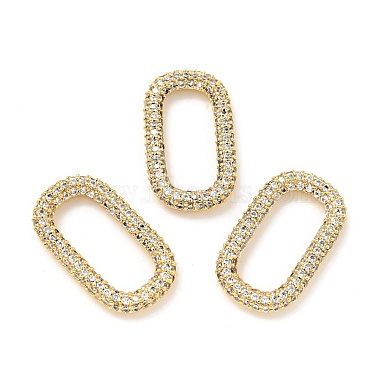 Golden Clear Oval Brass+Cubic Zirconia Linking Rings