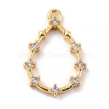 Real 18K Gold Plated Clear Teardrop Brass+Cubic Zirconia Pendants