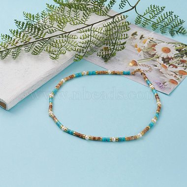 Natural Picture Jasper & Turquoise Beaded Necklaces(NJEW-JN03253)-4