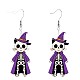 Cat Shape with Skeleton Acrylic Dangle Earrings(FS-WG9EDFB-01)-4