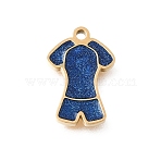 304 Stainless Steel Enamel Pendants, Clothes Charms, with Glitter Powder, Ion Plating(IP), Real 18K Gold Plated, 15x10x1.5mm, Hole: 1.5mm(STAS-E531-02G)