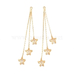 Brass with Cubic Zirconia Big Pendants, Star, Real 18K Gold Plated, 58x7x3mm, Hole: 1.4mm(KK-L261-19A-G)