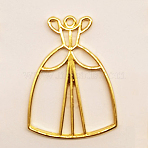 Alloy Open Back Bezel Pendants, For DIY UV Resin, Epoxy Resin, Pressed Flower Jewelry, Cadmium Free & Lead Free, Princess Dress, Golden, 38x28x2.5mm(PALLOY-CJC0004-11G)