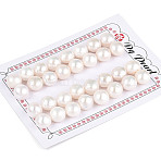 Grade AAA Natural Cultured Freshwater Pearl Beads, Half Drilled, Half Round, White, 11~12x6~7mm, Half Hole: 1mm(PEAR-R008-11-12mm-01)