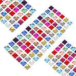 180Pcs 12 Colors Flat Back Glass Rhinestone Cabochons, Square, Mixed Color, 12x12x3.5mm, 15pcs/color(GLAA-PH0003-76)