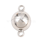 304 Stainless Steel Magnetic Clasps, Round, with Loops, Round Hole, Stainless Steel Color, 20x12x12mm, Hole: 2mm(STAS-P452-03D-P)