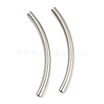 Non-Tarnish 304 Stainless Steel Tube Beads, Curved Tube, Stainless Steel Color, 35x2.5mm, Hole: 1.8mm(STAS-B047-27N-P)
