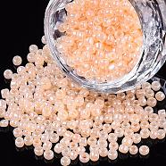 Glass Seed Beads, Ceylon, Round, Bisque, 3mm, Hole: 1mm, about 10000pcs/pound(SEED-A011-3mm-147)