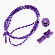 Polyester Latex Elastic Cord Shoelace, with Plastic Spring Cord Locks, Indigo, 2.7mm(AJEW-WH0121-55D)