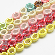 Handmade Porcelain Beads, Pearlized, Oval, Mixed Color, 16x12~13x8.5mm, Hole: 9x6mm(X-PORC-Q239-M)
