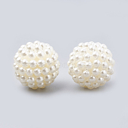 Imitation Pearl Acrylic Beads, Berry Beads, Combined Beads, Round, Beige, 14.5x15mm, Hole: 1.5mm, about 200pcs/bag(OACR-T004-15mm-21)